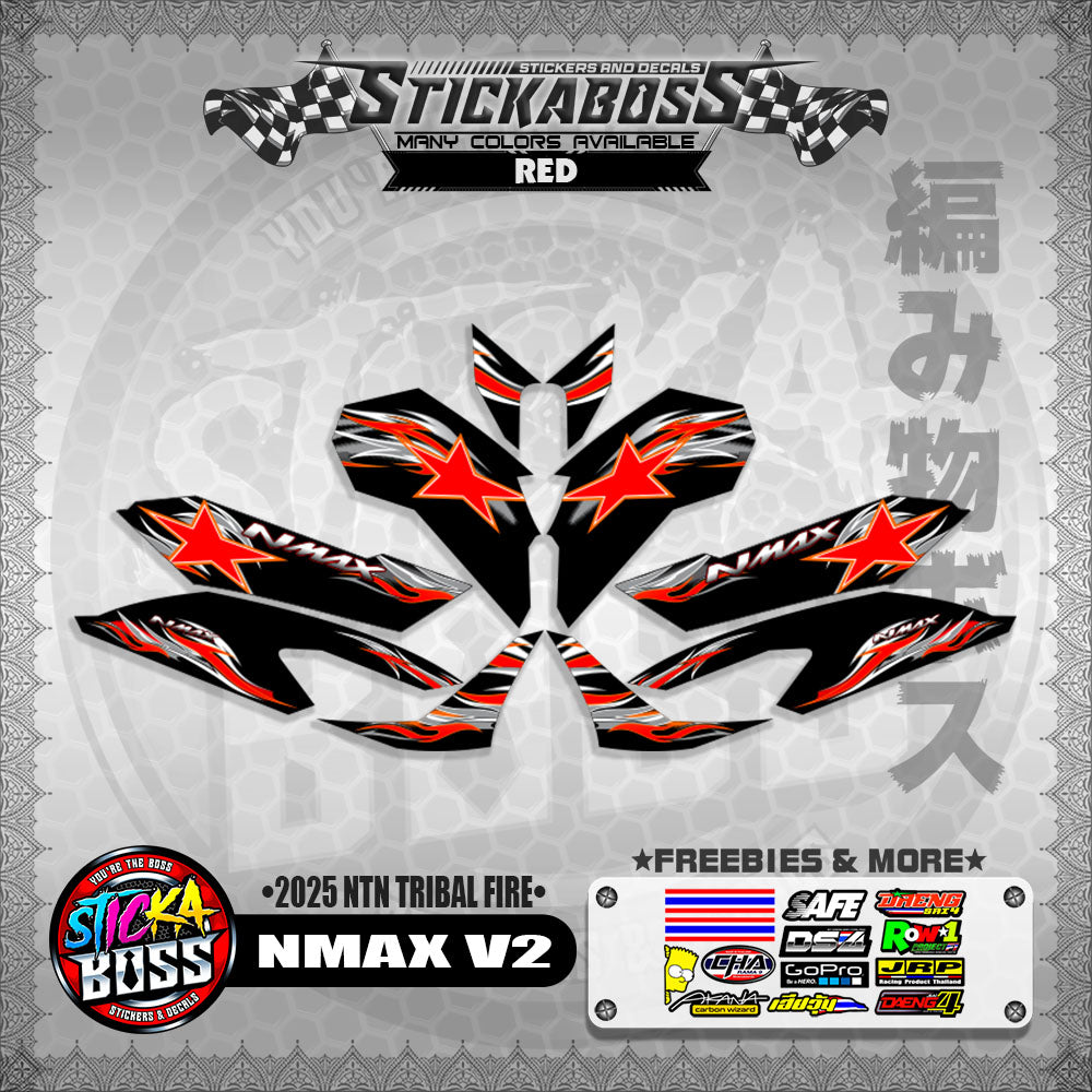 NMAX V2 STICKER DECALS ( 2025 NTN TRIBAL FIRE )【WITH FREEBIES】