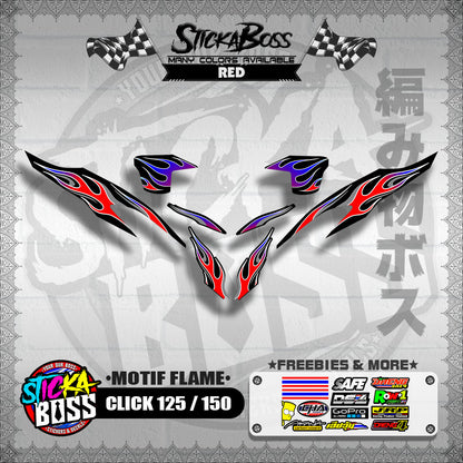 CLICK 125 / 150 V2 DECALS ( MOTIF FLAME )【WITH FREEBIES】