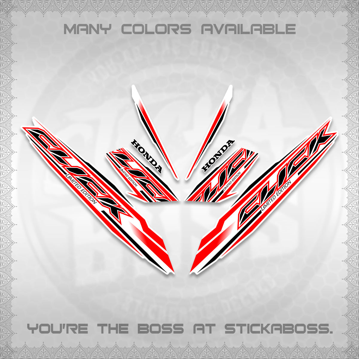 CLICK 125 V3 INDO FOR WHITE DECALS (2024 SV 13-A2 STYLE) STICKER KITS By STICKABOSS