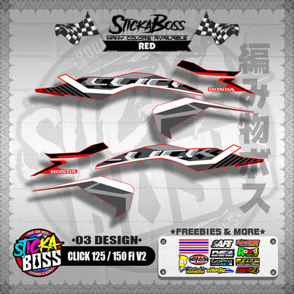 CLICK 125 / 150 Fi V2 DECALS ( 03 DESIGN )【WITH FREEBIES】