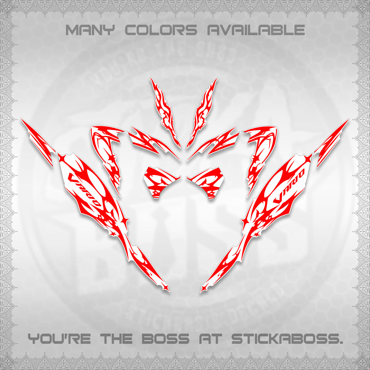 CLICK 125 V4 VARIO FOR WHITE DECALS (2026 TRIBAL LIGHTNING DESIGN) STICKER KITS BY STICKABOSS