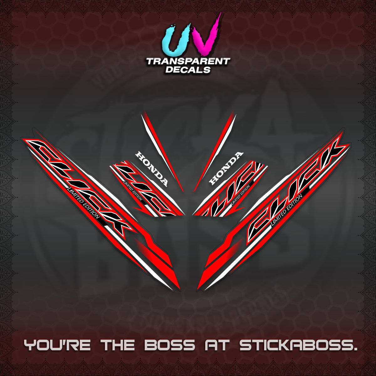 CLICK 125 V3 INDO UV TRANSPARENT DECALS (2024 SV 13-A2 STYLE) STICKER KITS By STICKABOSS