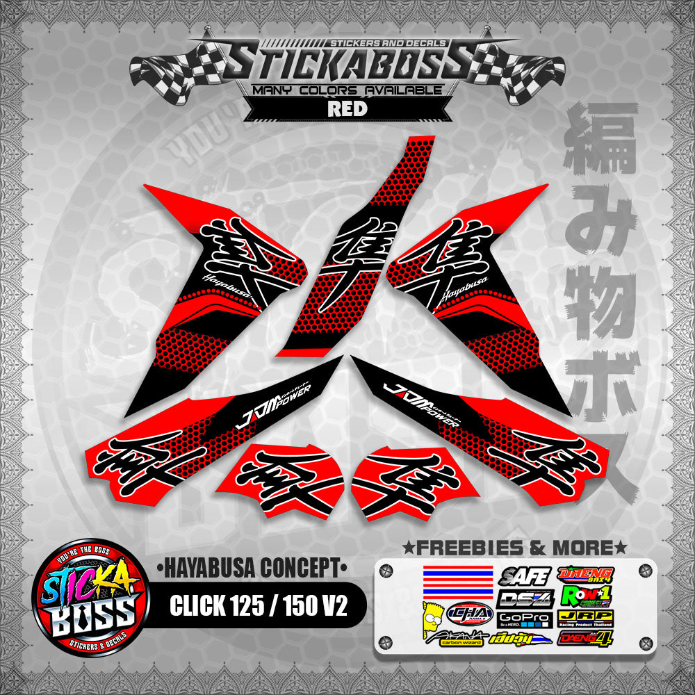 CLICK 125 / 150 V2 STICKER DECALS ( HAYABUSA CONCEPT )【WITH FREEBIES】