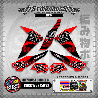 CLICK 125 / 150 V2 STICKER DECALS ( HAYABUSA CONCEPT )【WITH FREEBIES】