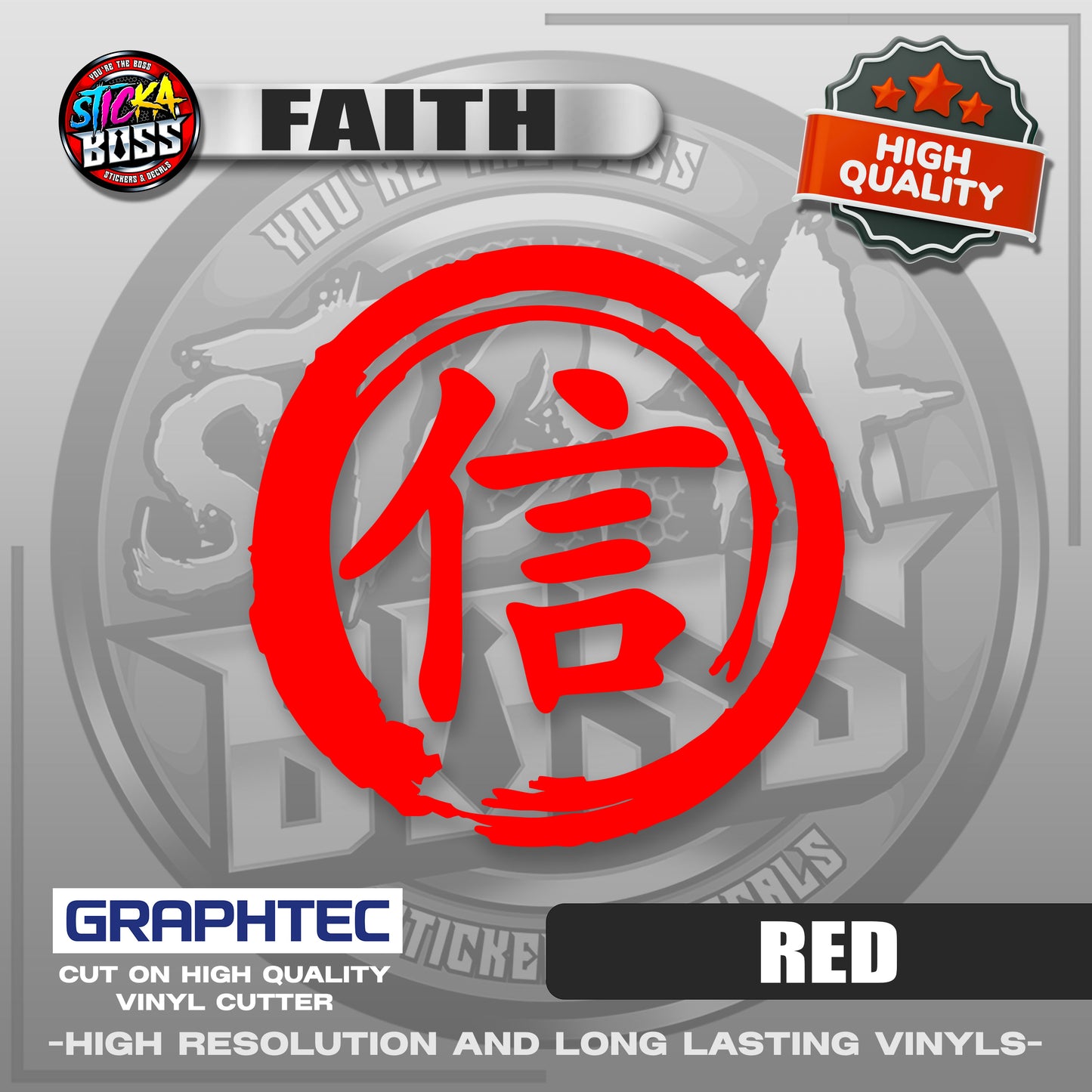 FAITH - JAPANESE KANJI SYMBOL | VINYL WATERPROOF CUT-OUT STICKER DECALS【Stickaboss】
