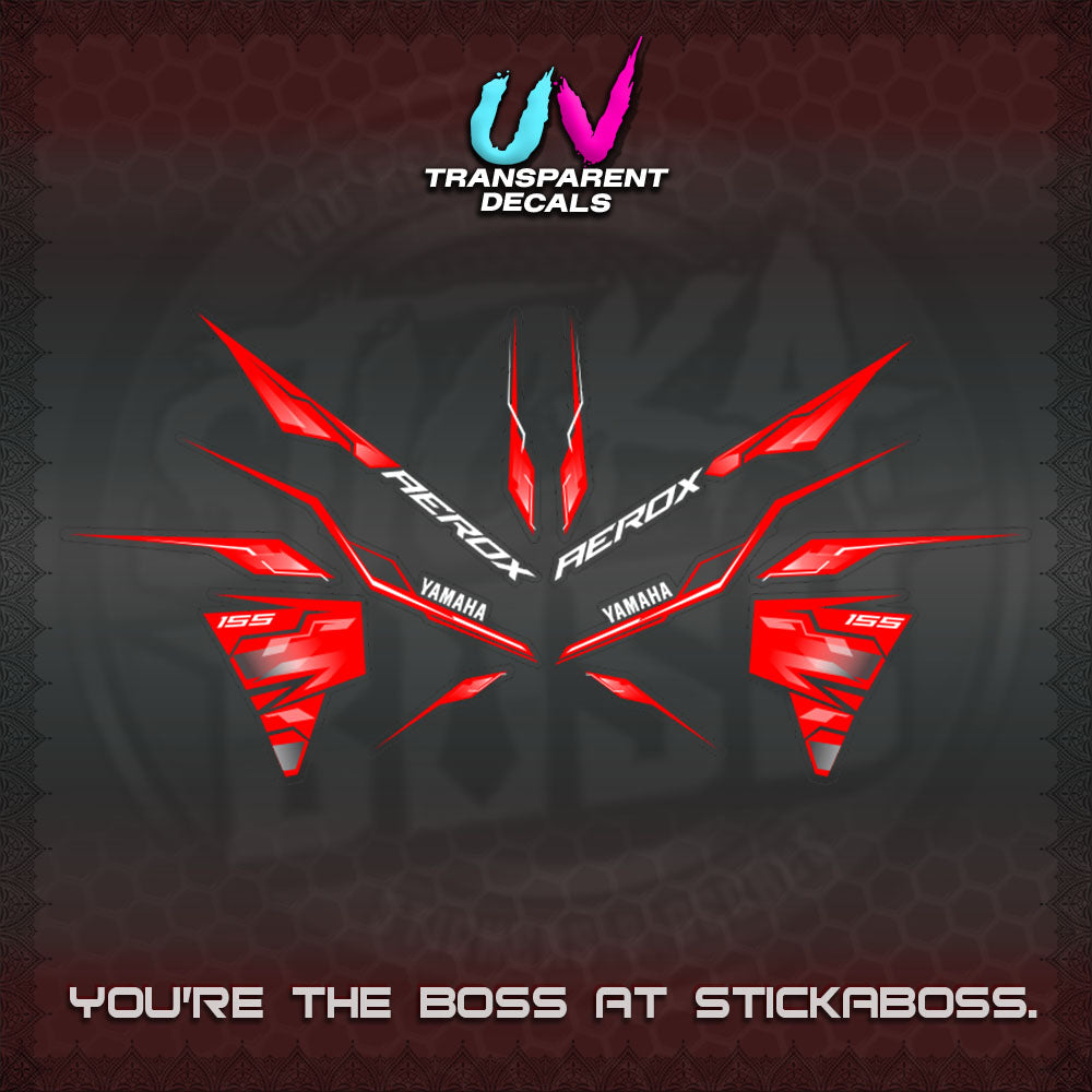 【PREMIUM UV PRINT】TRANSPARENT AEROX  V3 INDO DECALS(ALPHA TURBO 0001)STICKER DECALS By STICKABOSS