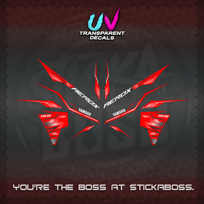 【PREMIUM UV PRINT】TRANSPARENT AEROX  V3 INDO DECALS(ALPHA TURBO 0001)STICKER DECALS By STICKABOSS