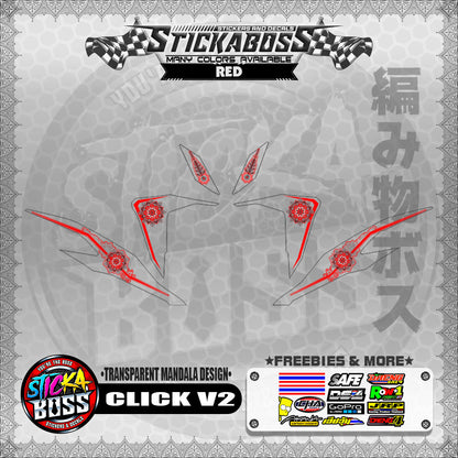 【PREMIUM UV PRINT】TRANSPARENT CLICK V2 DECALS ( MANDALA DESIGN )【WITH FREEBIES】