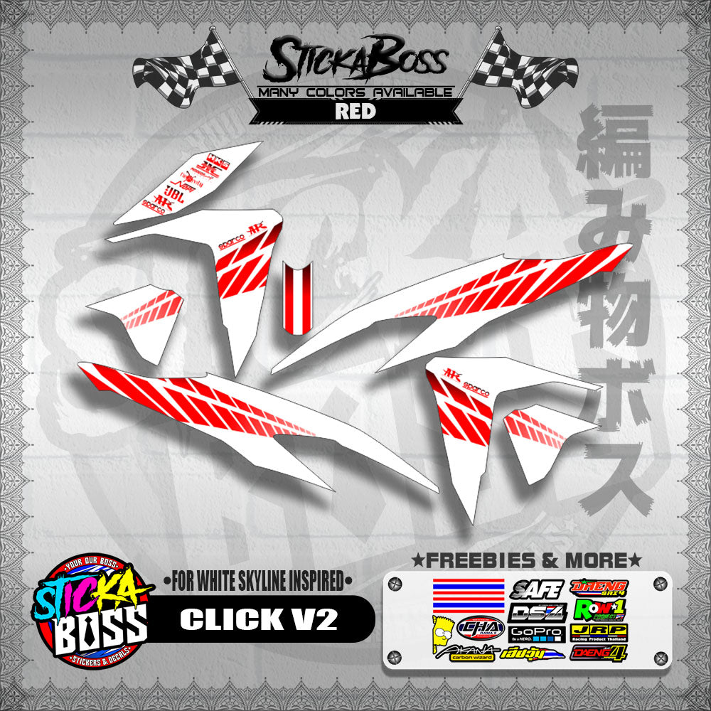 CLICK V2 DECALS ( FOR WHITE SKYLINE INSPIRED )【WITH FREEBIES】
