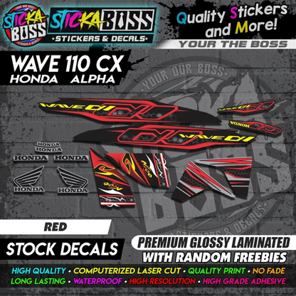 Honda Wave 110 Alpha CX (Stock Decals)【PREMIUM GLOSSY LAMINATED】