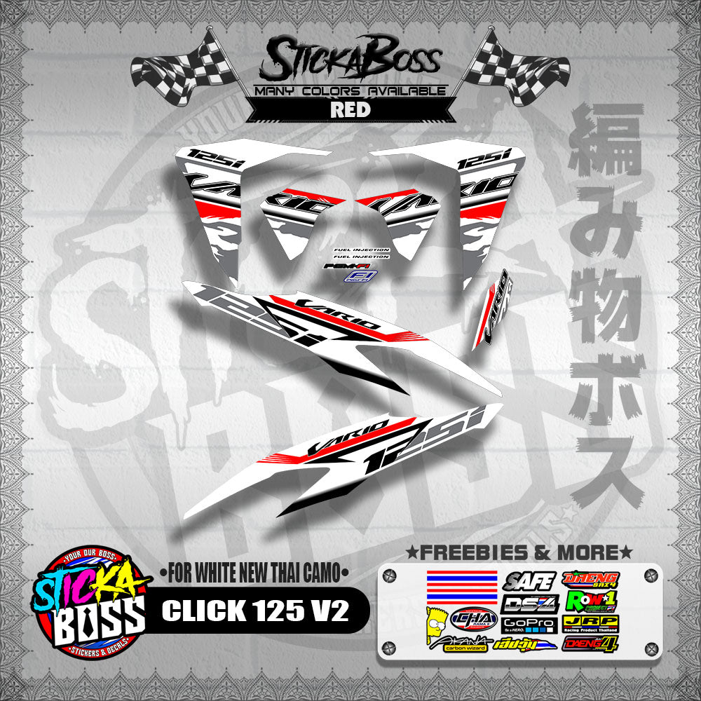 CLICK 125 V2 DECALS ( FOR WHITE NEW THAI CAMO ) WITH FREEBIES】