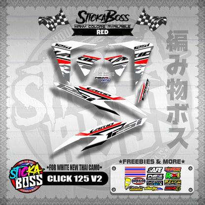 CLICK 125 V2 DECALS ( FOR WHITE NEW THAI CAMO ) WITH FREEBIES】