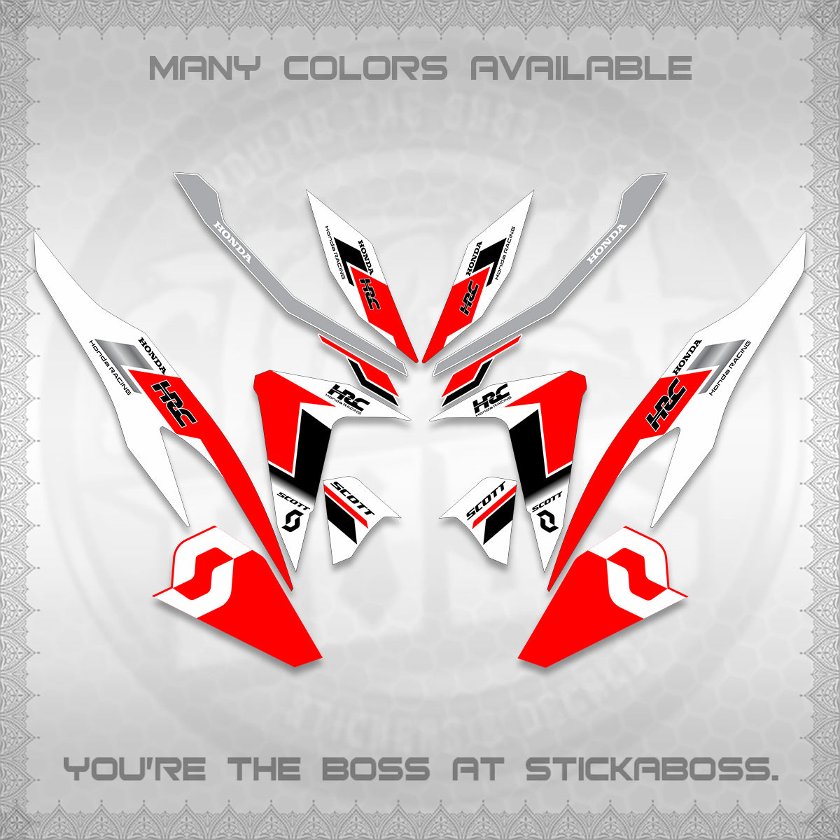 CLICK V2 FOR WHITE DECALS (SCOTTxHRC DESIGN) STICKER KITS By STICKABOSS