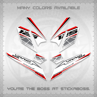 CLICK 125 V4 VARIO FOR WHITE DECALS (2026 MODERN STRIPE DESIGN) STICKER KITS BY STICKABOSS