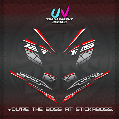 CLICK 125 V4 VARIO UV TRANSPARENT DECALS (2026 MODERN STRIPE DESIGN) STICKER KITS BY STICKABOSS