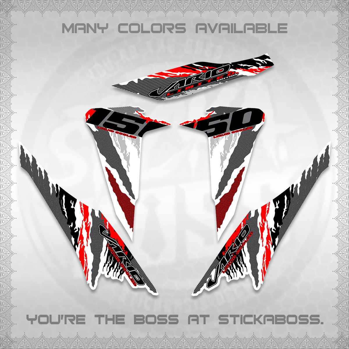 CLICK 150 V2 VARIO FOR WHITE DECALS (2022 SPECIAL SPLASH DESIGN) STICKER KITS BY STICKABOSS