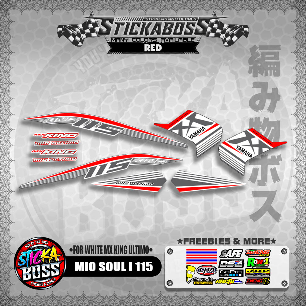 MIO SOUL I 115 STICKER DECALS ( FOR WHITE MX KING ULTIMO )【WITH FREEBIES】