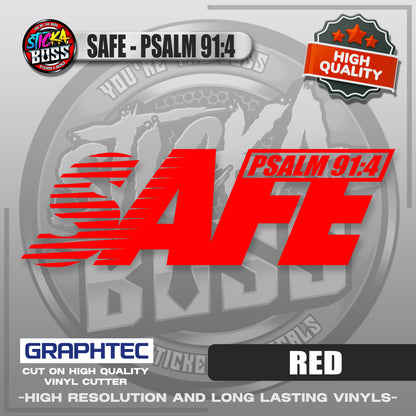 SAFE - PSALM 91:4 | VINYL WATERPROOF CUT-OUT STICKER DECALS【Stickaboss】