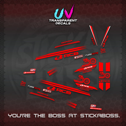 CLICK 125 V3 UV TRANSPARENT DECALS (2026 30TH ANNIVERSARY RACING DESIGN) STICKER DECALS By STICKABOSS