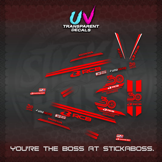 CLICK 125 V3 UV TRANSPARENT DECALS (2026 30TH ANNIVERSARY RACING DESIGN) STICKER DECALS By STICKABOSS