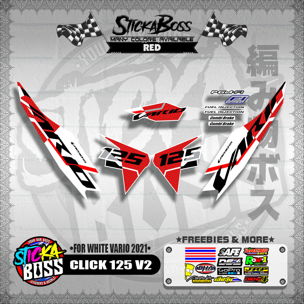 CLICK 125 V2 DECALS ( FOR WHITE VARIO 2021 )【WITH FREEBIES】