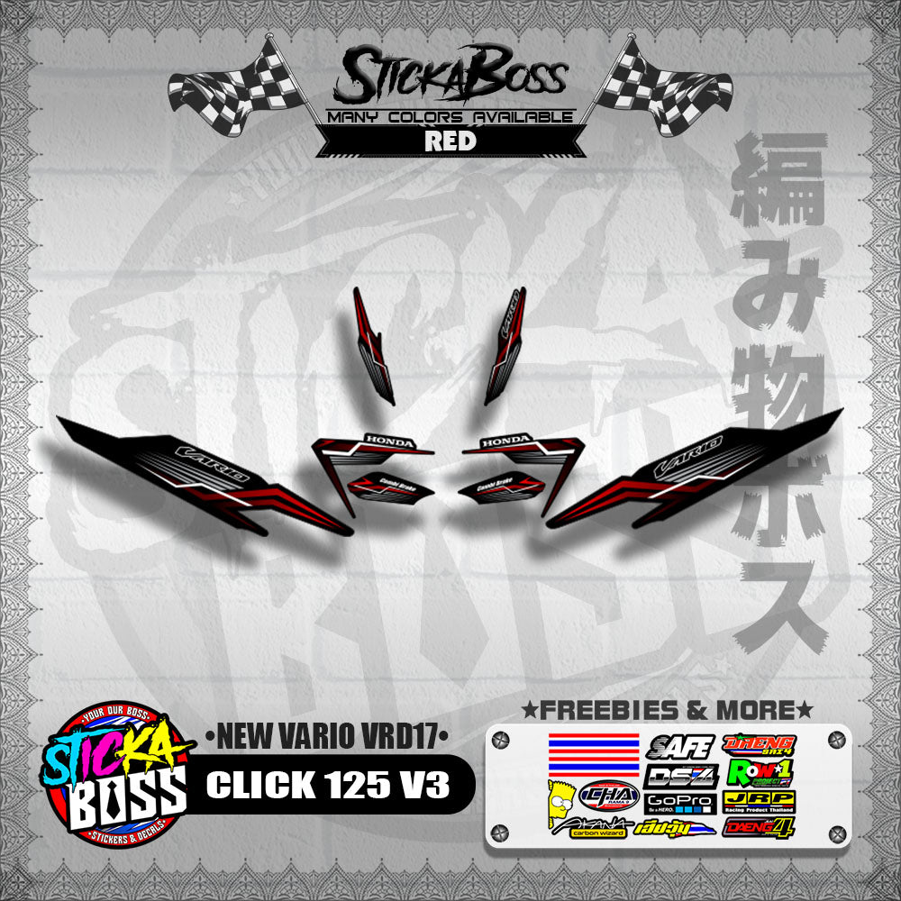 CLICK 125 V3 DECALS ( NEW VARIO VRD17 ) [PREMIUM GLOSSY LAMINATED ]【WITH FREEBIES】