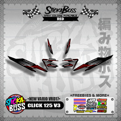 CLICK 125 V3 DECALS ( NEW VARIO VRD17 ) [PREMIUM GLOSSY LAMINATED ]【WITH FREEBIES】