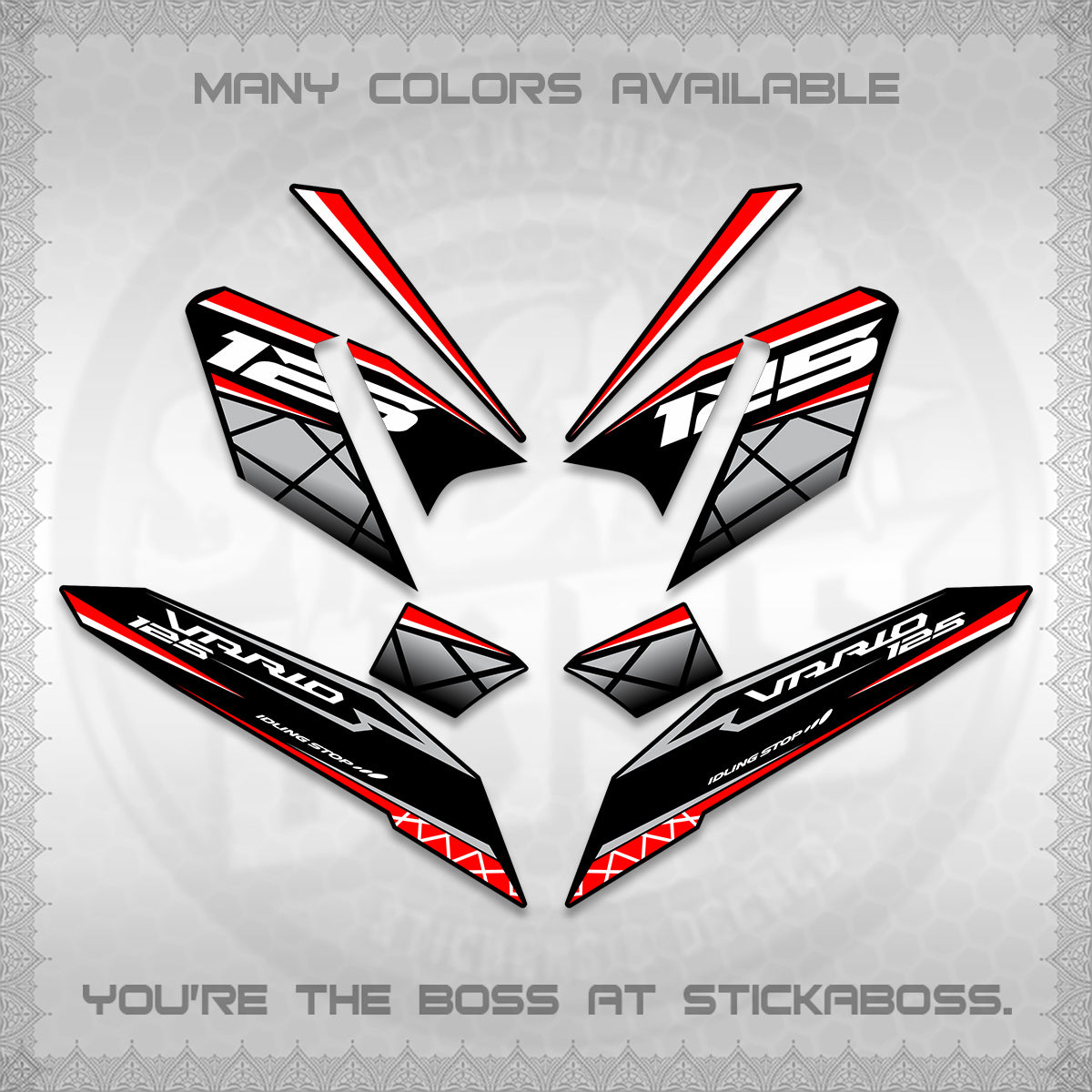 CLICK 125 V4 VARIO DECALS (2026 MODERN STRIPE DESIGN) STICKER KITS BY STICKABOSS
