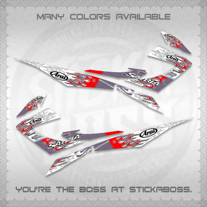 RAIDER 150 CARB SATRIA  FOR WHITE DECALS (ARAI API NEW TERBARU MOTIF)STICKER DECALS By STICKABOSS