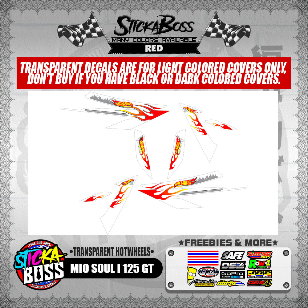 MIO SOUL I 125 GT DECALS ( TRANSPARENT HOTWHEELS )【WITH FREEBIES】