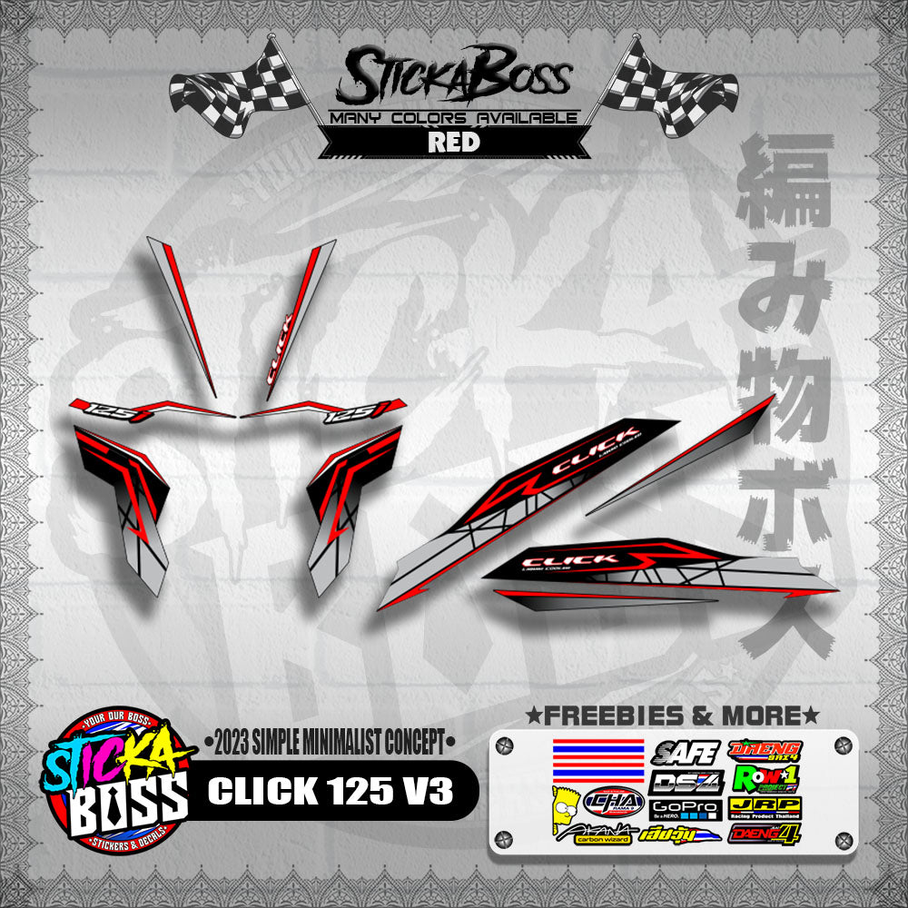 CLICK 125 V3 DECALS ( 2023 SIMPLE MINIMALIST CONCEPT )【WITH FREEBIES】