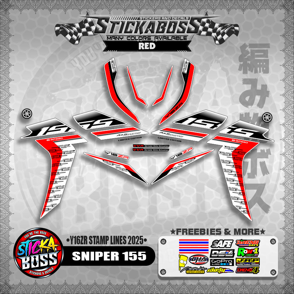SNIPER 155 STICKER DECALS ( Y16ZR STAMP LINES 2025 )【WITH FREEBIES】
