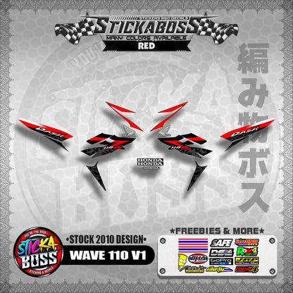 Honda Wave Dash 110r v1 Stock Decals (2010 Design)【WITH FREEBIES】 Rusi Swish Mono