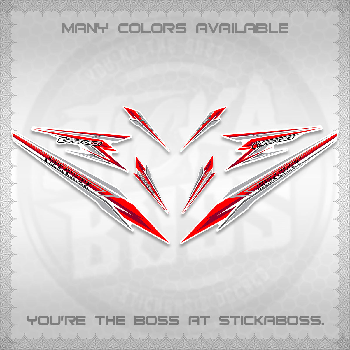 CLICK 160 VARIO FOR WHITE DECALS (2026 SHARP 00-A1 DESIGN)STICKER KITS By STICKABOSS