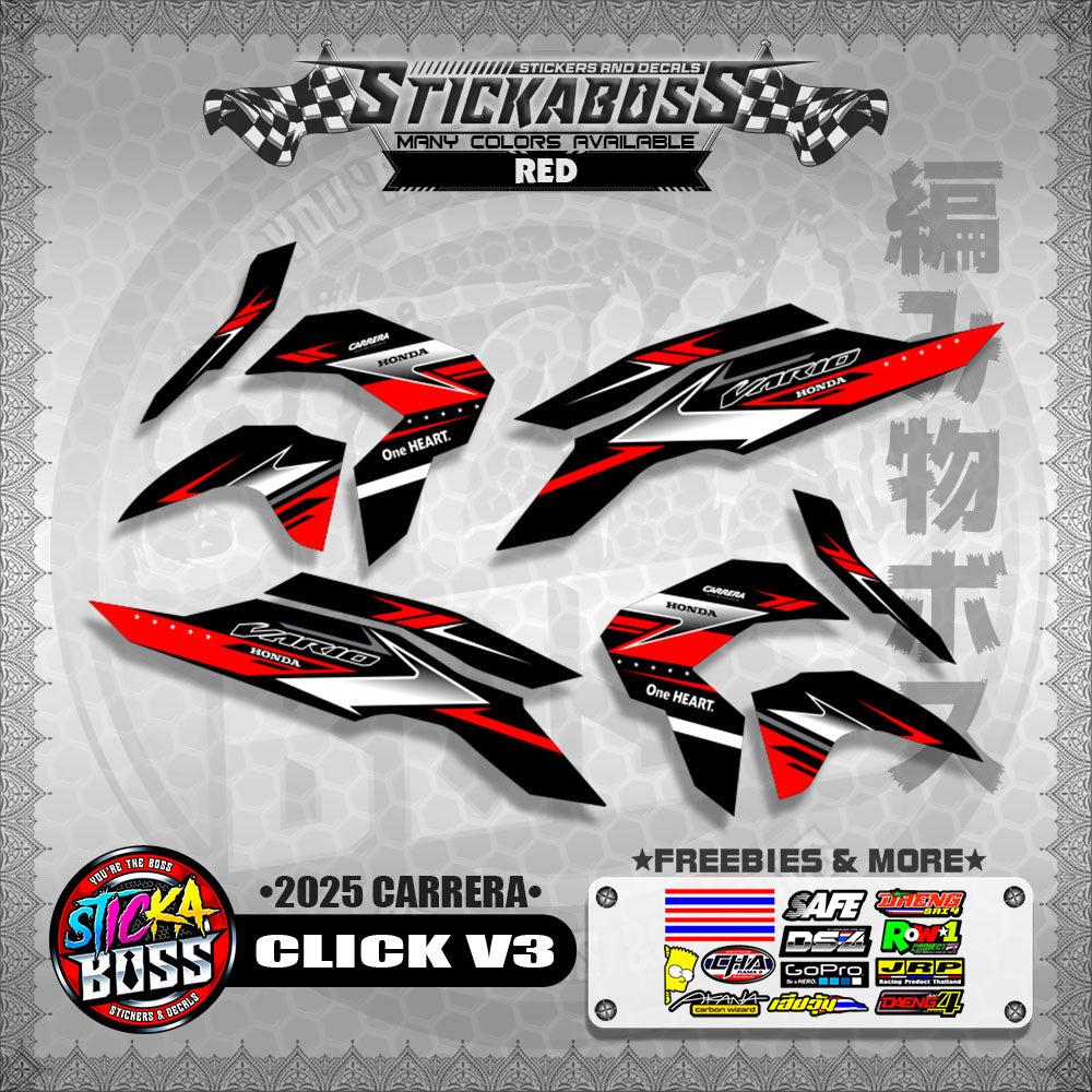 CLICK V3 STICKER DECALS ( 2025 CARRERA )【WITH FREEBIES】