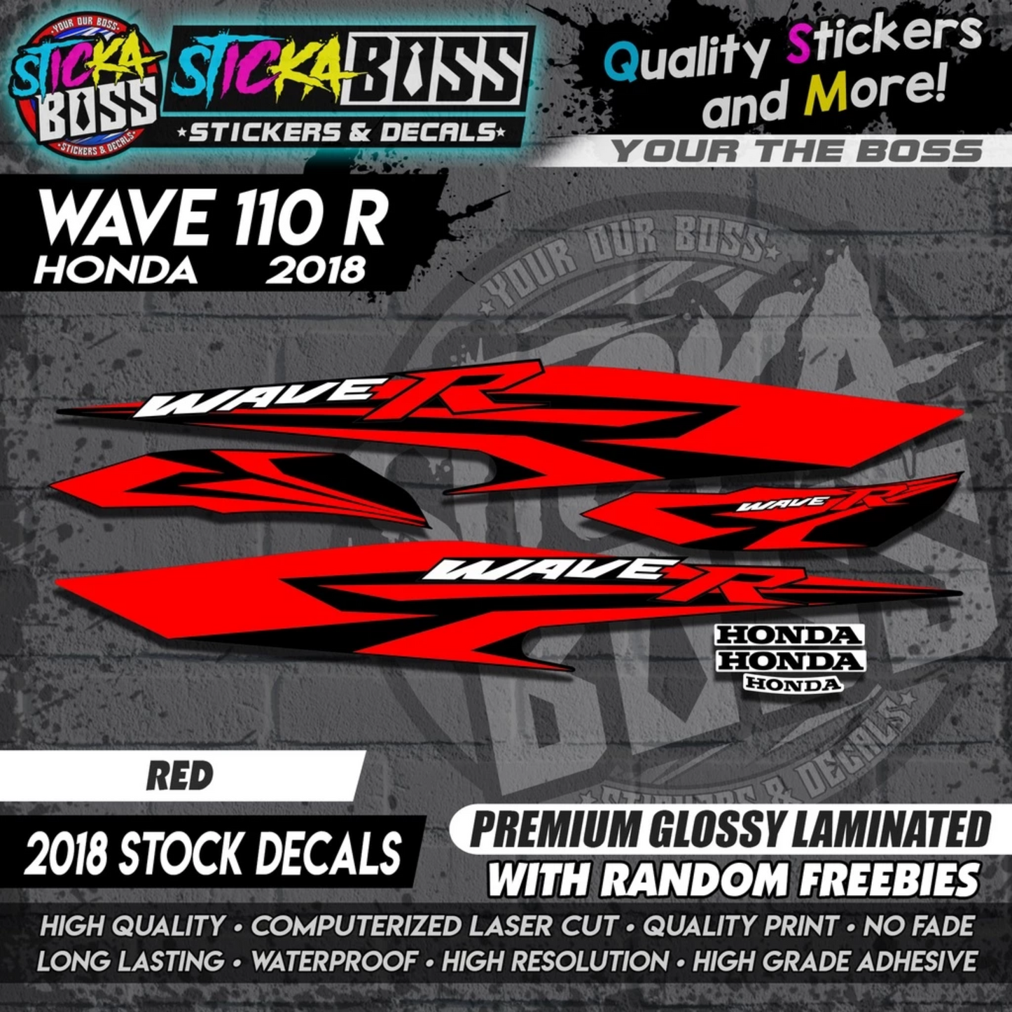 Wave 110 R (2018 Stock Decals)【PREMIUM GLOSSY LAMINATED】