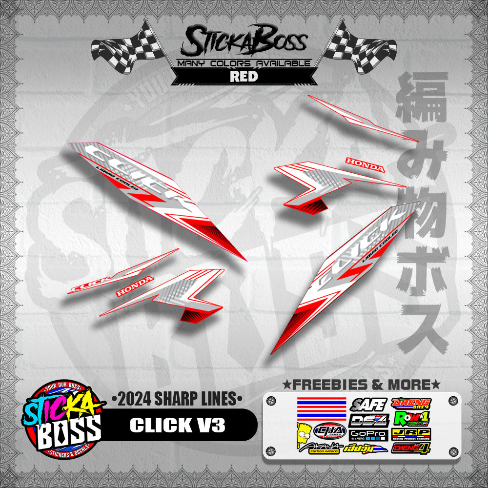 CLICK V3 DECALS ( 2024 SHARP LINES )【WITH FREEBIES】