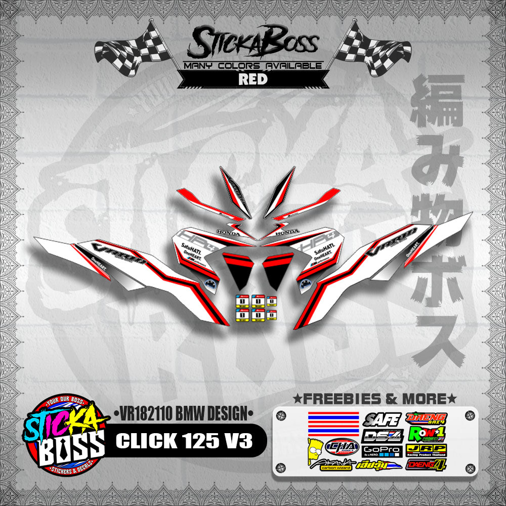 CLICK 125 V3 DECALS ( VR182110 BMW DESIGN )【WITH FREEBIES】