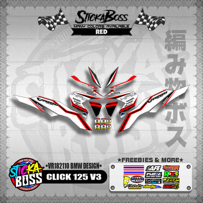 CLICK 125 V3 DECALS ( VR182110 BMW DESIGN )【WITH FREEBIES】