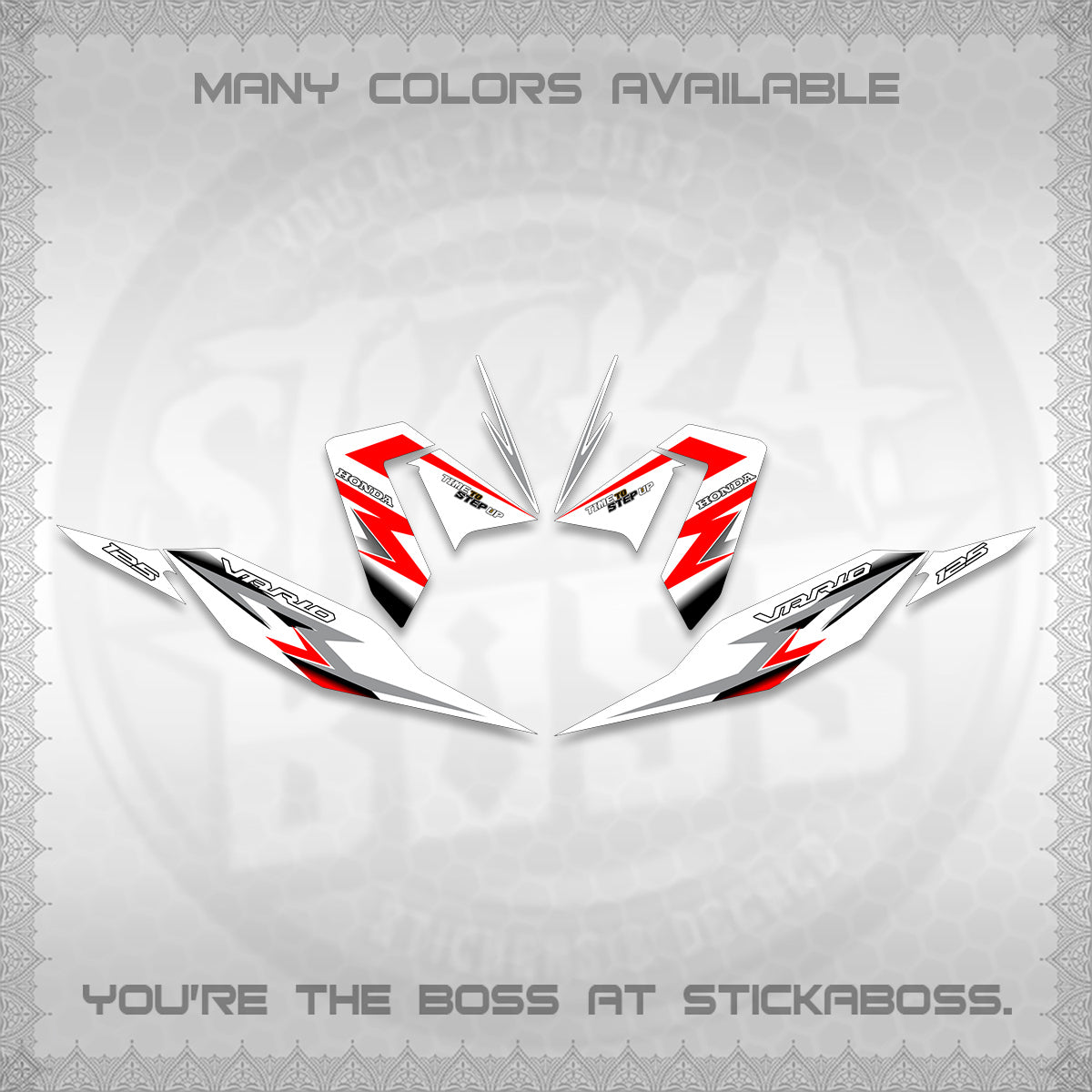 CLICK 125 V4 VARIO FOR WHITE DECALS (2026 VR0006 DESIGN) STICKER KITS BY STICKABOSS