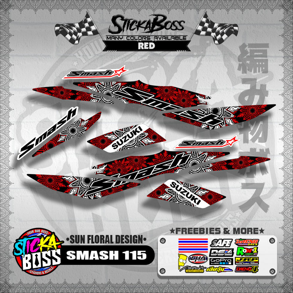 SMASH 115 DECALS ( SUN FLORAL DESIGN )【WITH FREEBIES】 – StickaBoss