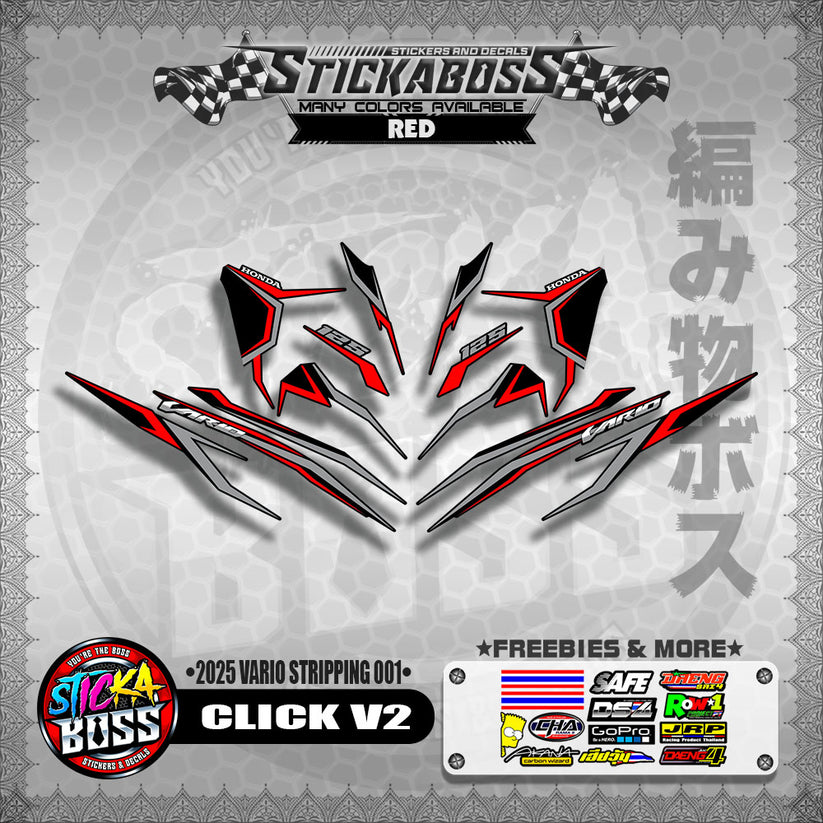 CLICK V2 STICKER DECALS ( 2025 VARIO STRIPPING 001 )【WITH FREEBIES ...