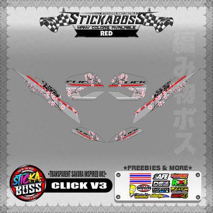 【PREMIUM UV PRINT】TRANSPARENT CLICK V3 DECALS ( SAKURA INSPIRED 002 )【WITH FREEBIES】