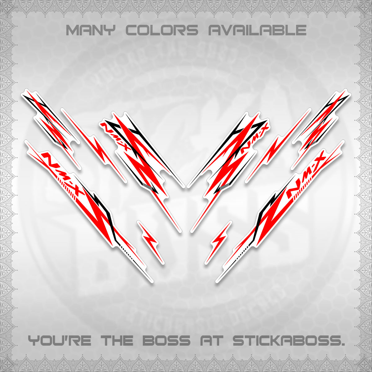 NMAX V2 FOR WHITE DECALS (2024 NM A8 STYLE) STICKER DECALS By STICKABOSS