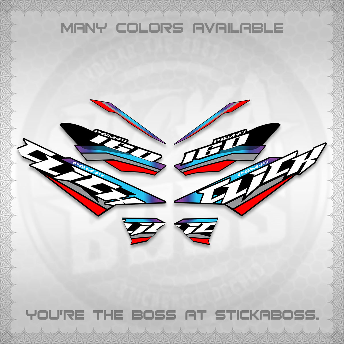 CLICK 160 STRIPING DECALS (SPORTS RACE STRIPES 01) STICKER KITS BY STICKABOSS