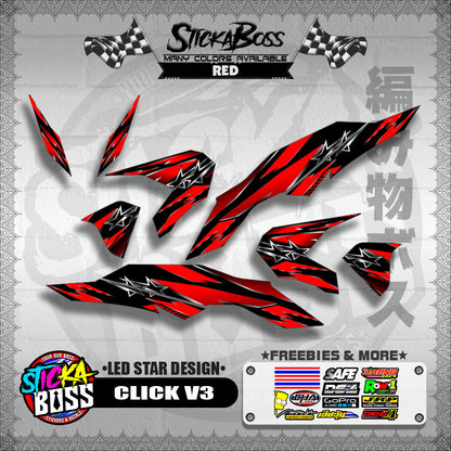 CLICK V3 DECALS ( LED STAR DESIGN )【WITH FREEBIES】