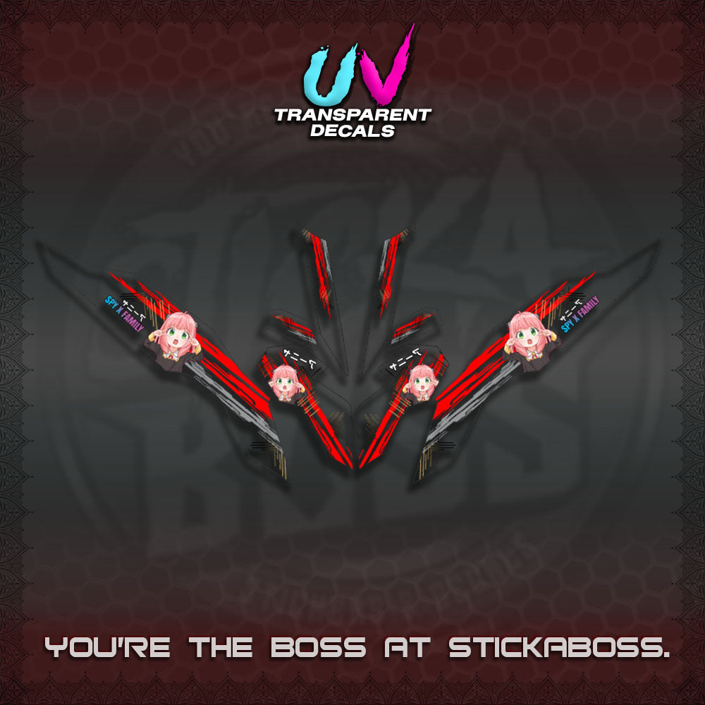 【PREMIUM UV PRINT】TRANSPARENT CLICK V3   DECALS (ANYA MOTIF DESIGN)STICKER DECALS By STICKABOSS