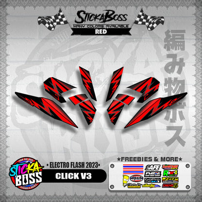 CLICK V3 DECALS ( ELECTRO FLASH 2023 ) [ PREMIUM GLOSSY LAMINATED ]【WITH FREEBIES】