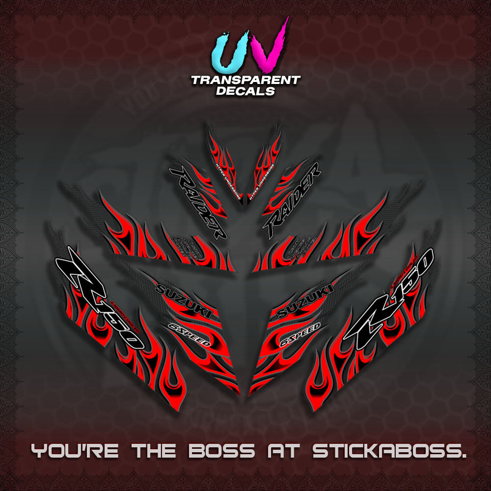 【PREMIUM UV PRINT】TRANSPARENT RAIDER 150 Fi DECALS(API TERBARU VIRAL ELEGAN)STICKER By STICKABOSS