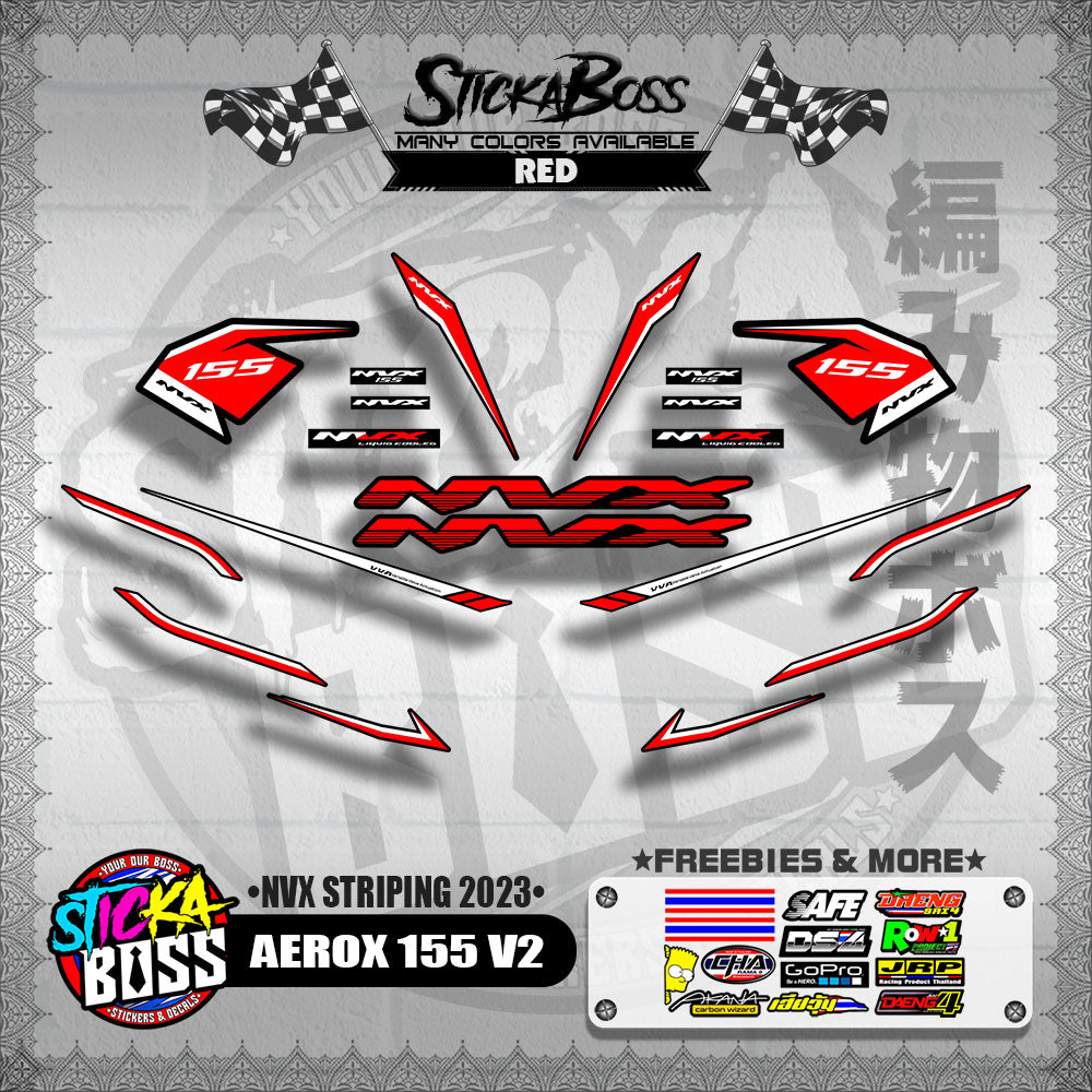 AEROX 155 V2 DECALS ( NVX STRIPING 2023 )【WITH FREEBIES】